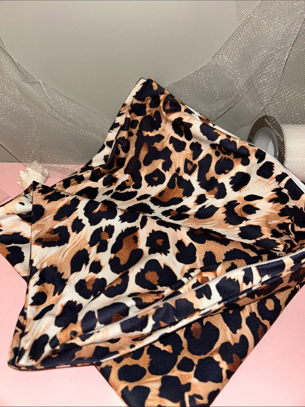 Two Leopard Print Throw Pillow Cases Brown & Black